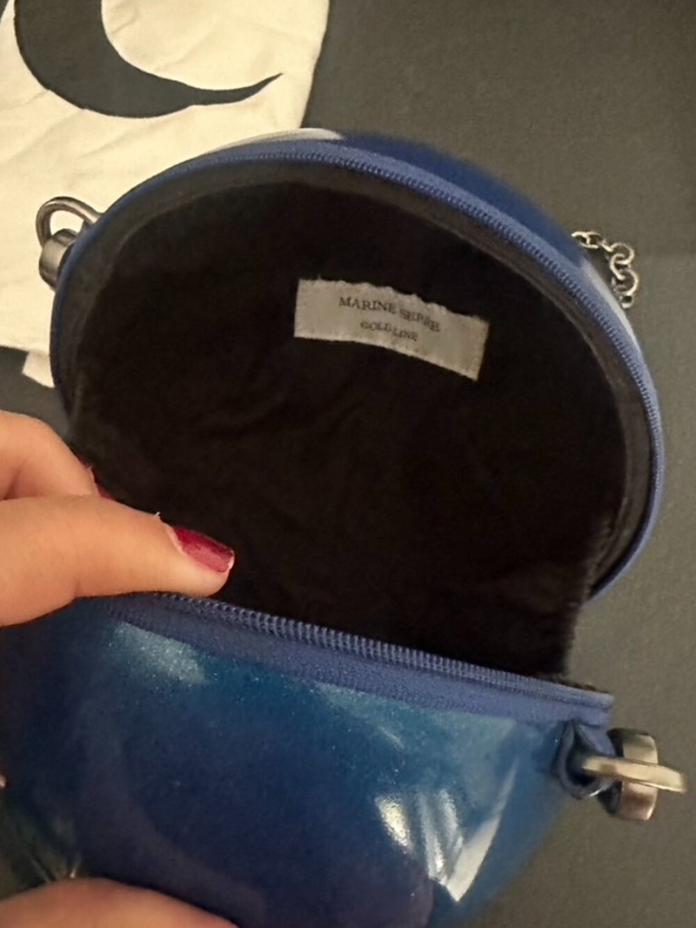Marine Serre Mini Ball Chain Shoulder Bag Dark Sapphire - Picture 7 of 9